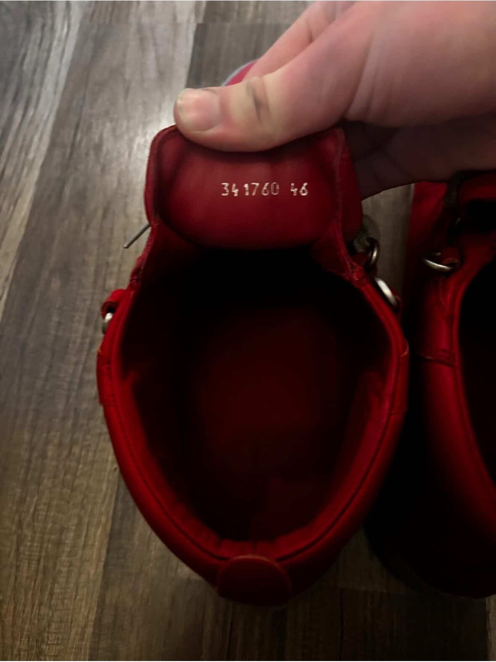 Balenciaga Red High-Top Sneakers with Gray Laces - Picture 3 of 4